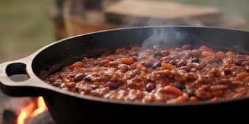 Chili de camping sur le feu