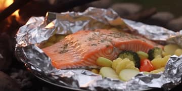 Recette de saumon en papillote et légumes sur le feu