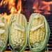 maïs grillé sur un feu de camp